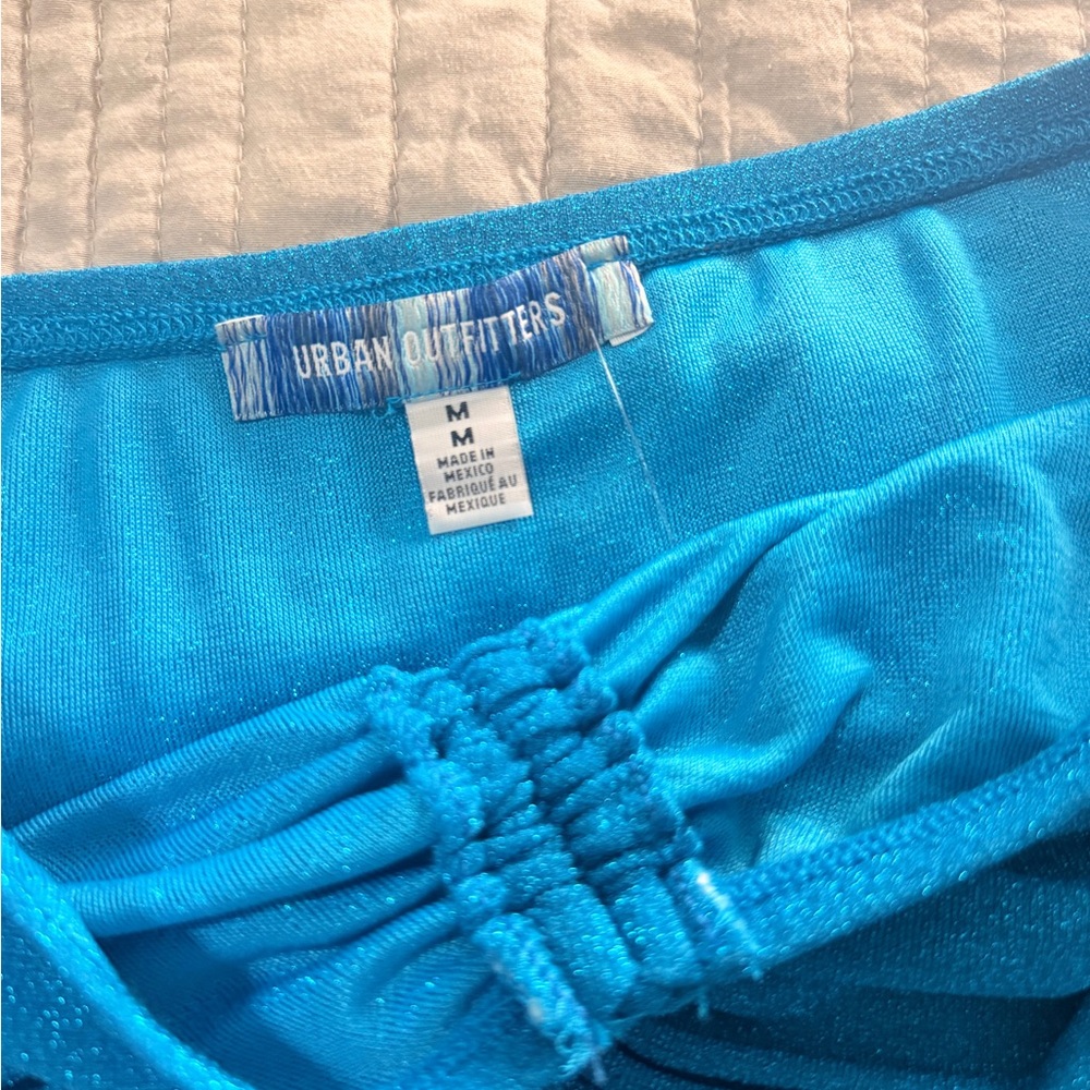 UO Blue Ruched Strapless Top - Picture 4 of 4
